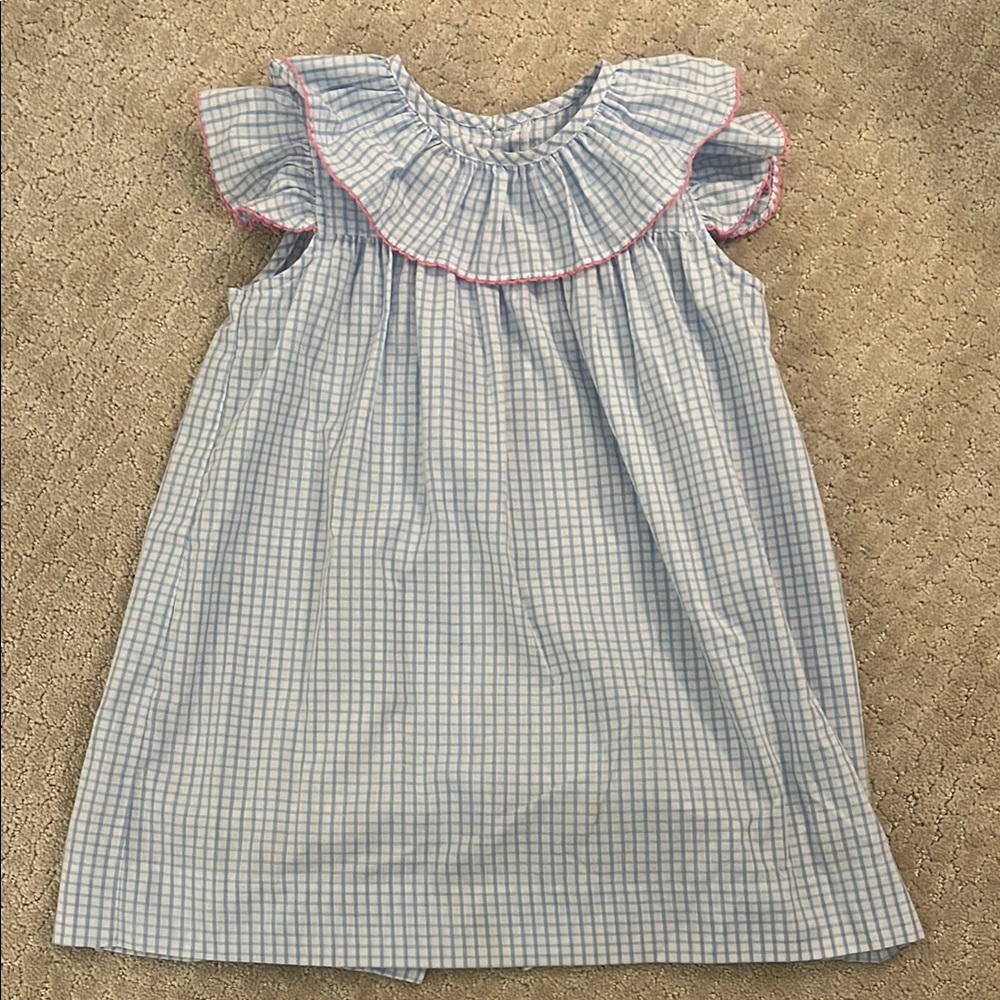 The Beaufort Bonnet Dress - Blue and White Checkered Dress with Pink Trim